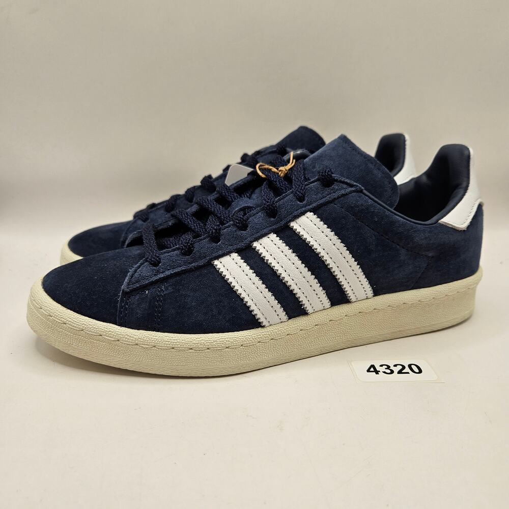 NO INSOLE ADIDAS MEN'S 5.5 CAMPUS 80S NAVY OFF WHITE FZ6153 LOW TOP SUEDE